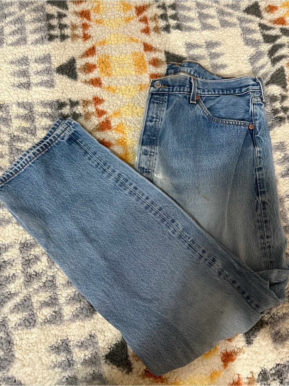 Levi’s 501 Men’s Jeans 40x34 Light Wash Straight Leg Button Fly